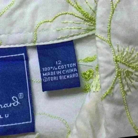 Women’s Tori Richard Honolulu Embroidered Hibiscus 3/4 Sleeves Tunic, Size 12 - Picture 12 of 16